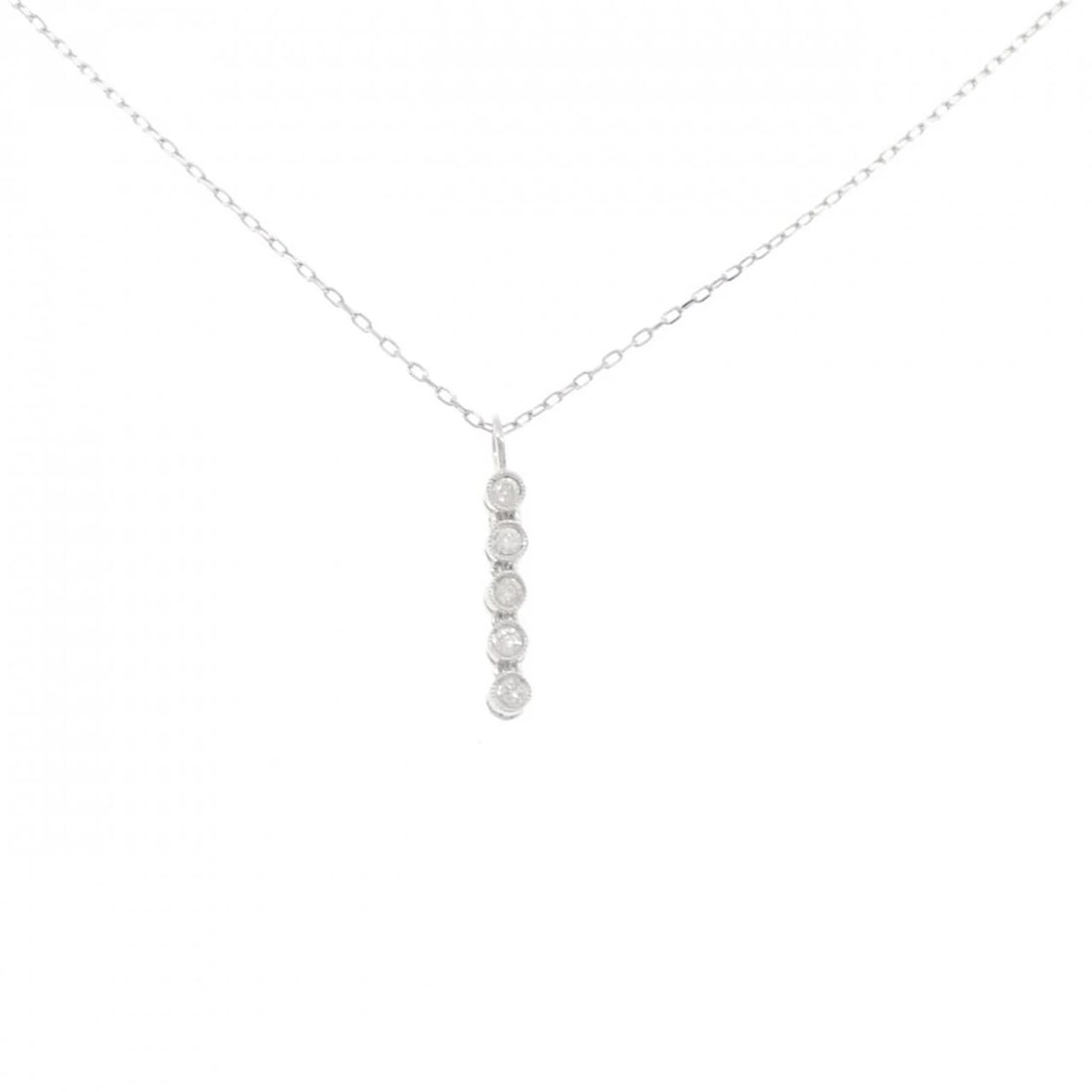 K18WG DIAMOND NECKLACE: K18WG Diamond Necklace Brand: Unbranded Type/Style: Diamond Necklace Material: K18WG Color: WG Size: Actual Size Pendant length approx. x width approx.: 20.7mmx2.7mm Chain maximum width approx.: