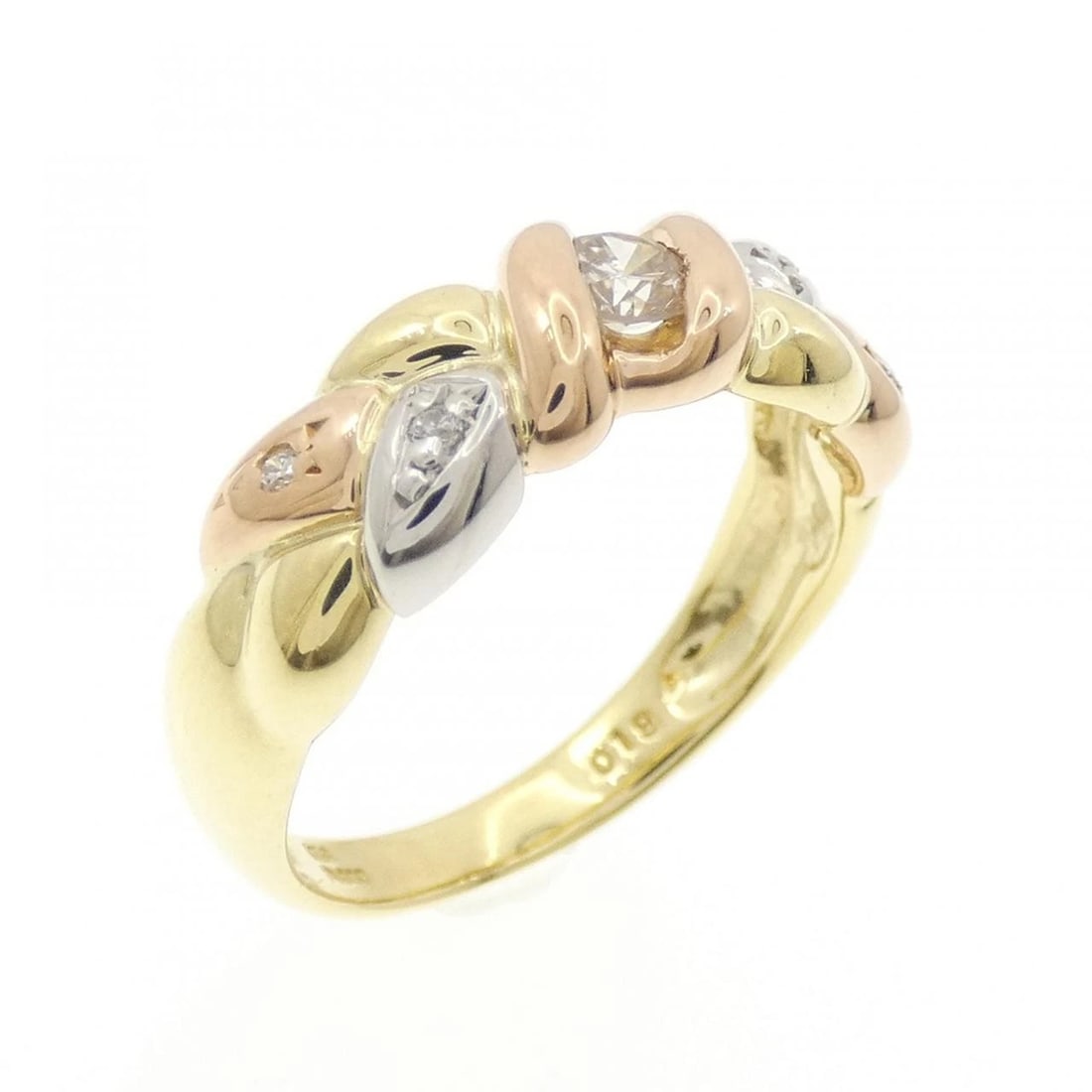 K18YG/PT/K18PG DIAMOND RING: K18YG/PT/K18PG Diamond Ring Brand: Unbranded Type/Style: Diamond Ring Material: Color: YG PG Size: US6 1/4 Accessories: None Accessories Notice: When purchasing pre-owned goods, please refer to the