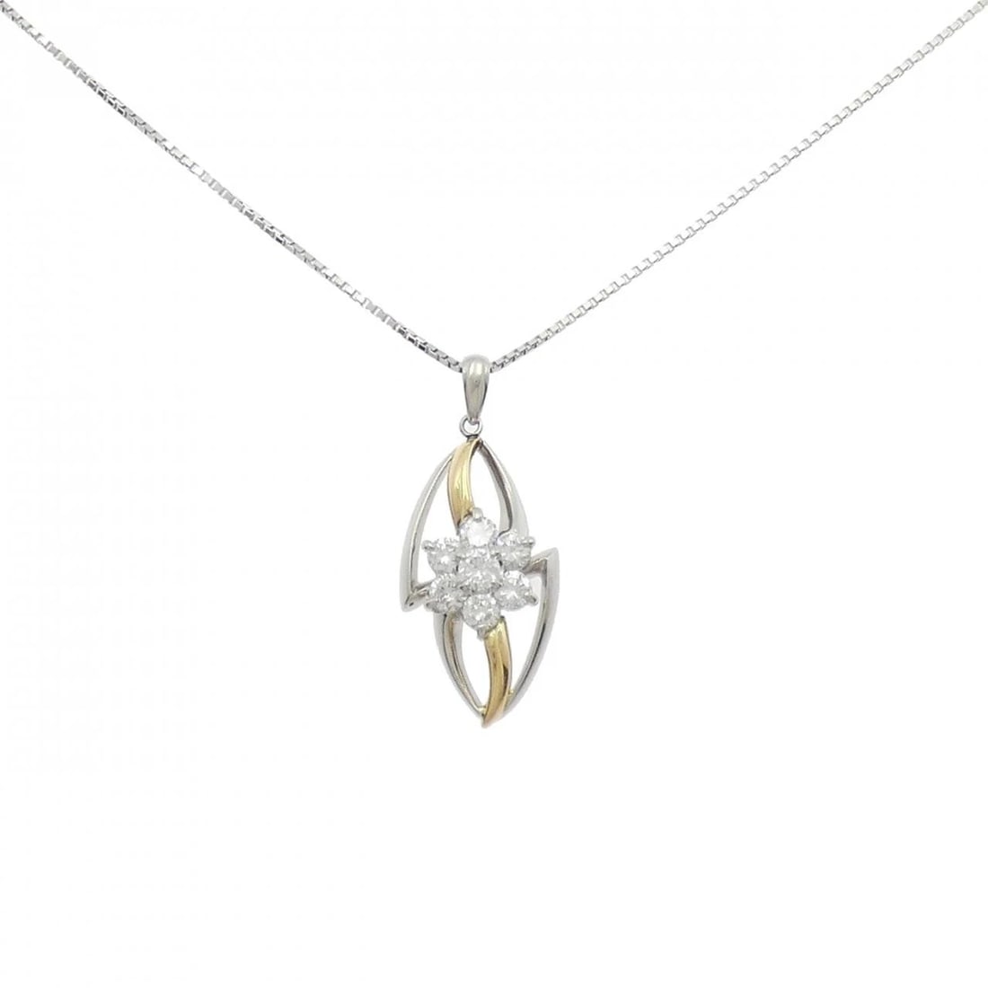 K18/PT/PT850 FLOWER DIAMOND NECKLACE: K18/PT/PT850 Flower Diamond Necklace Brand: Unbranded Type/Style: Diamond Necklace Material: Color: None Size: Actual Size Pendant length approx. x width approx.: 34.3mmx14.8mm Chain maximum width