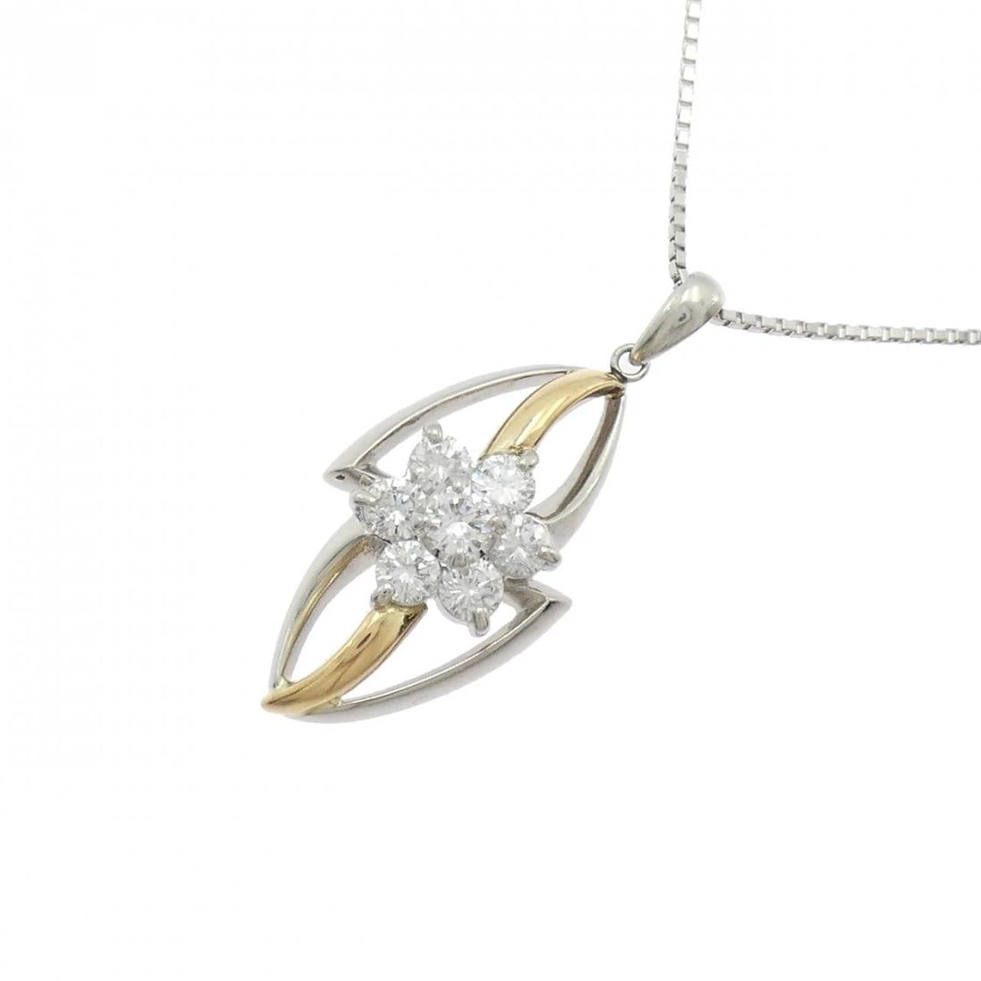 K18/PT/PT850 FLOWER DIAMOND NECKLACE - 3