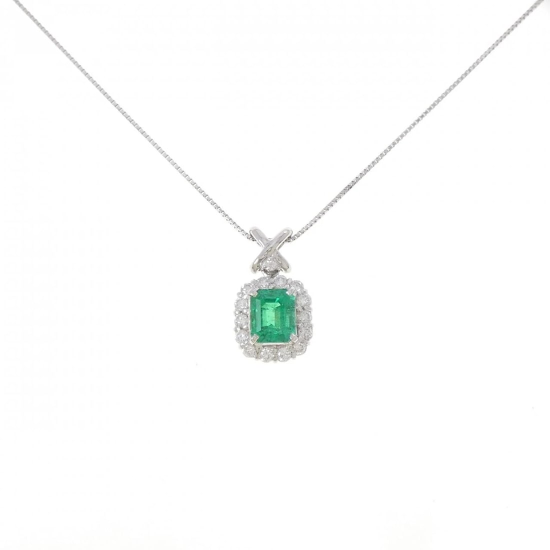 PT900/PT850 EMERALD NECKLACE: PT900/PT850 Emerald Necklace Brand: Unbranded Type/Style: Emerald Necklace Material: PT900/PT850 Color: None Size: Actual Size Pendant length approx. x width approx.: 18.7mmx10.8mm Chain maximum