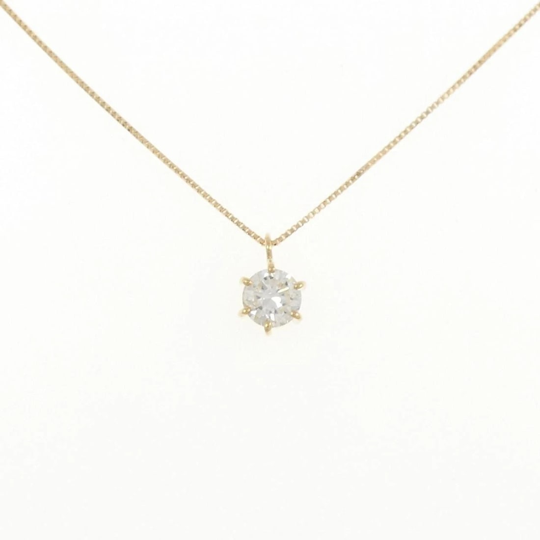 K18YG SOLITAIRE DIAMOND NECKLACE: K18YG Solitaire Diamond Necklace Brand: Unbranded Type/Style: Diamond Necklace Material: K18YG Color: YG Size: Actual Size Pendant length approx. x width approx.: 6.4mmx5.9mm Chain maximum width