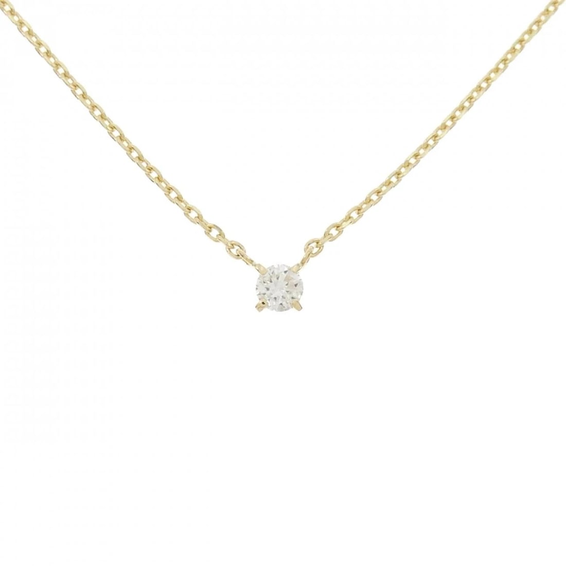 18K YELLOW GOLD SOLITAIRE DIAMOND NECKLACE: 18K Yellow Gold Solitaire Diamond Necklace Brand: Unbranded Type/Style: Diamond Necklace Material: 18K Yellow Gold Color: YG Size: Actual Size Pendant length approx. x width approx.: 4.1mmx4.1mm