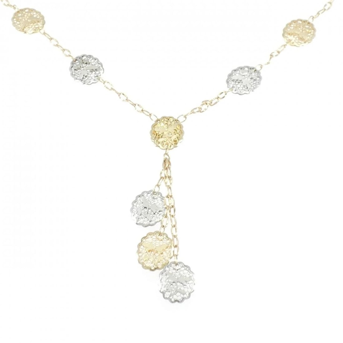 14KTYG/14KTWG NECKLACE: 14KTYG/14KTWG Necklace Brand: Unbranded Type/Style: Necklace Material: 14KTYG/14KTWG Color: YG WG Size: Actual Size Pendant length approx. x width approx.: 68.0mmx15.1mm Chain maximum width approx.: