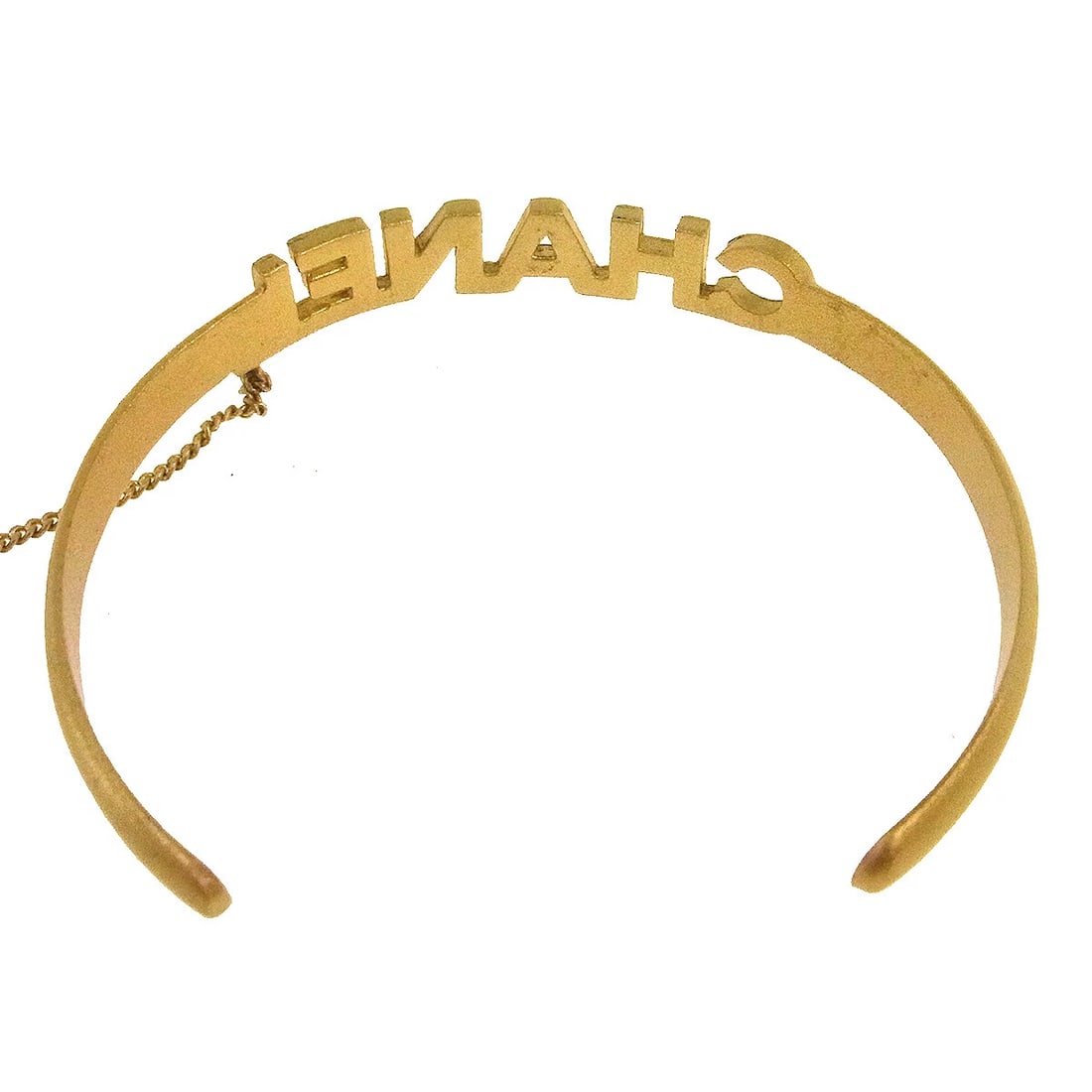 CHANEL RHINESTONE BANGLE CHAIN RING GOLD - 2