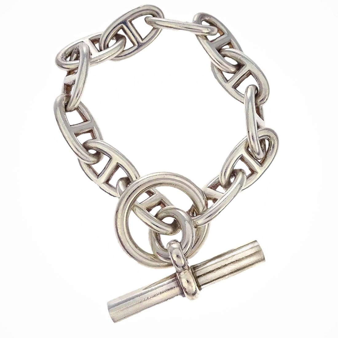 HERMES CHAINE D'ANCRE GM BRACELET AG925 SILVER: Hermes Chaine d'Ancre GM Bracelet Ag925 Silver Brand: HERMES Type/Style: Bracelet Material: Ag925 Color: Silver Size: Inner circumference : 20.0 cm, Width : 1.0 cm, 1 frame size W 2.0 x H 1.0 cm
