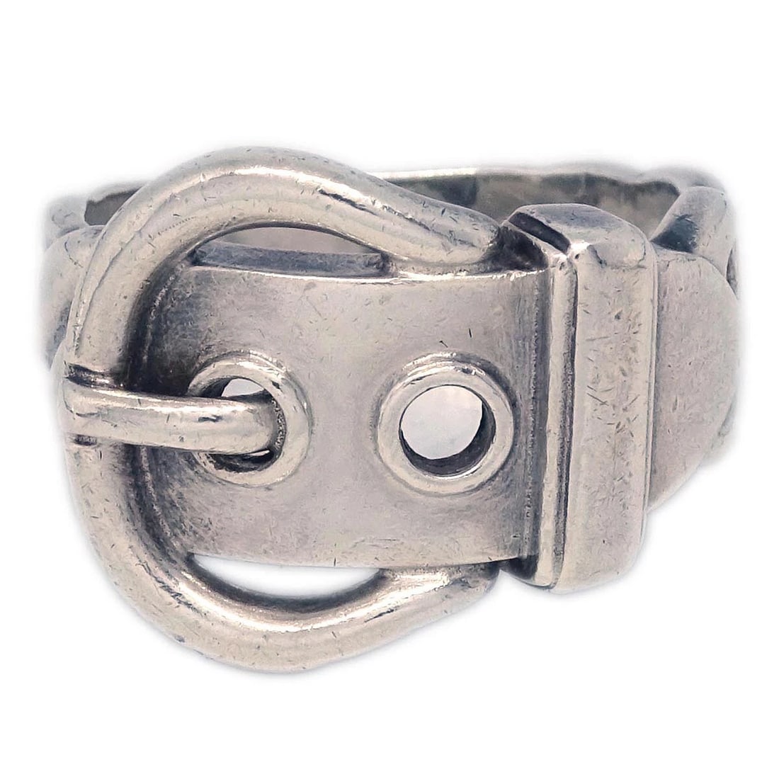 HERMES RING SILVER: Hermes Ring Silver Brand: HERMES Type/Style: Ring Material: Silver Plated Color: Silver Size: 6 US Accessories: None Accessories Notice: When purchasing pre-owned goods, please refer to the photos of