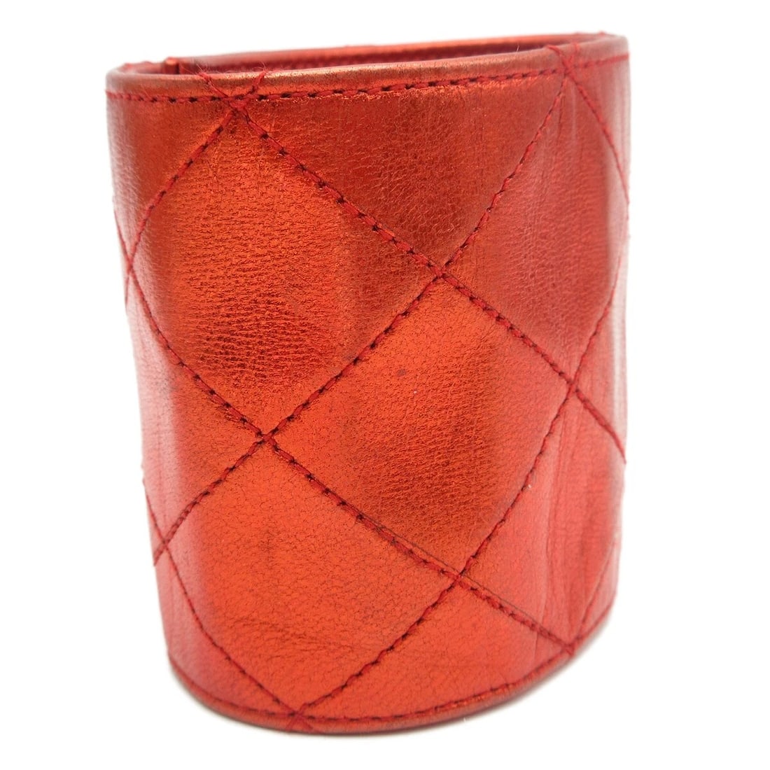 CHANEL TURNLOCK BANGLE RED LAMBSKIN - 2