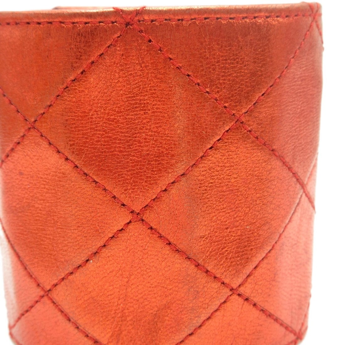 CHANEL TURNLOCK BANGLE RED LAMBSKIN - 3
