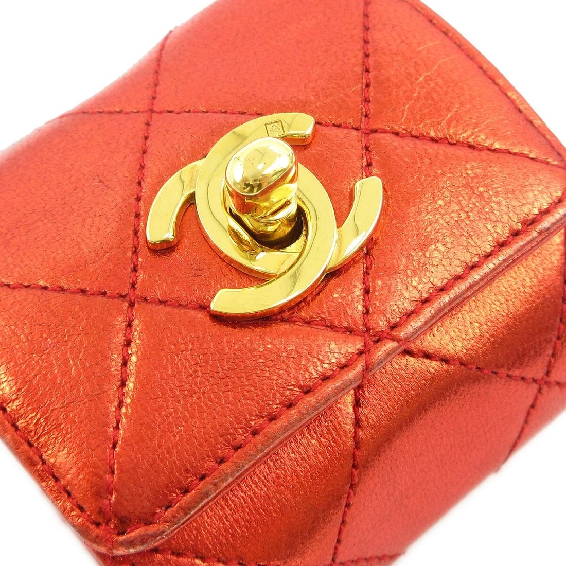 CHANEL TURNLOCK BANGLE RED LAMBSKIN - 4