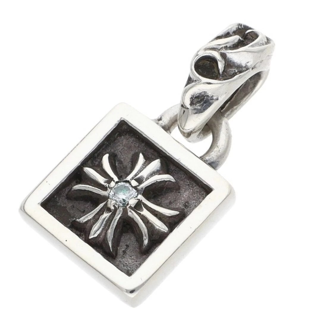 CHROME HEARTS FRAMED CH PLUS 1 DIAMOND SILVER NECKLACE: Chrome Hearts Framed Ch Plus 1 Diamond silver Necklace Brand: Chrome Hearts Type/Style: Necklace Material: 925 Silver Main Stone Natural Color: Silver, Clear Size: Width 1.2cm, vertical 2.4cm