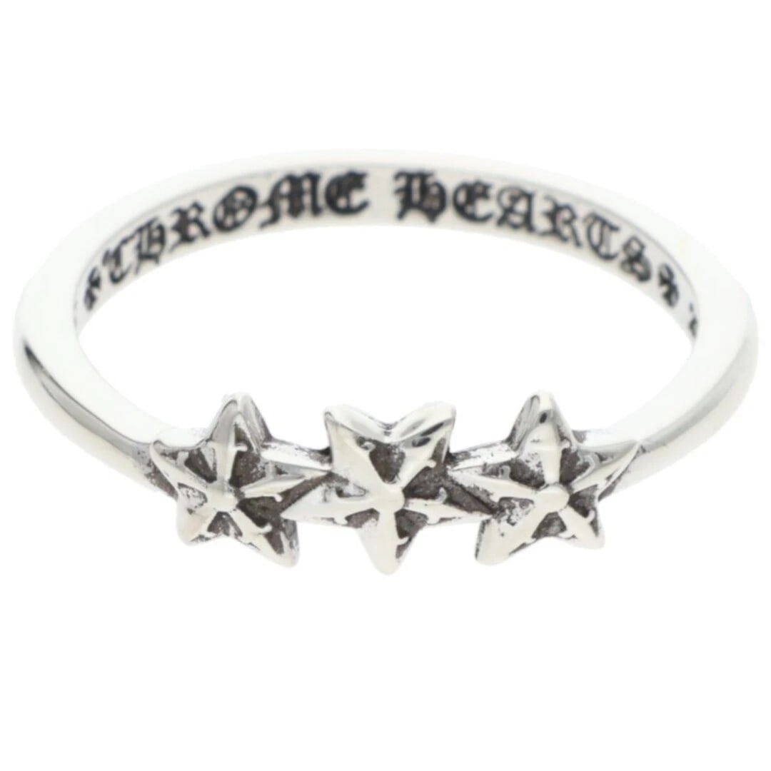 CHROME HEARTS BUBBLEGUM 3 STAR SILVER RING MEN'S: Chrome Hearts BUBBLEGUM 3 Star Silver Ring Men's Brand: Chrome Hearts Type/Style: Ring Material: 925 Silver Color: Silver Size: 3.75 US Accessories: None Accessories Notice: When purchasin