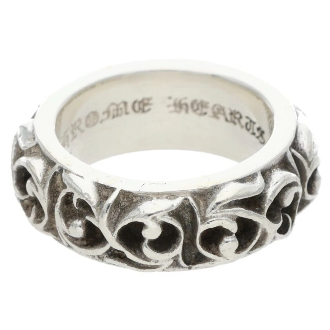 CHROME HEARTS VINE BAND ETERNITY SILVER RING MEN'S: Chrome Hearts Vine Band Eternity Silver Ring Men's Brand: Chrome Hearts Type/Style: Ring Material: 925 Silver Color: Silver Size: 6 - 6.25 US Accessories: None Accessories Notice: When purchasing