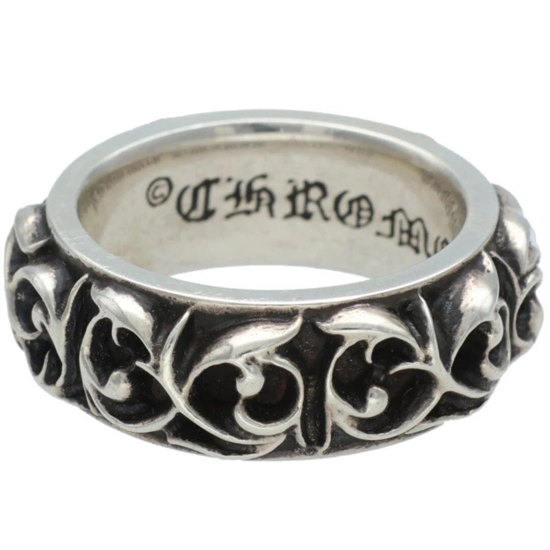 CHROME HEARTS VINE BAND ETERNITY SILVER RING MEN'S: Chrome Hearts Vine Band Eternity Silver Ring Men's Brand: Chrome Hearts Type/Style: Ring Material: 925 Silver Color: Silver Size: 5.75 - 6 US Accessories: None Accessories Notice: When purchasing