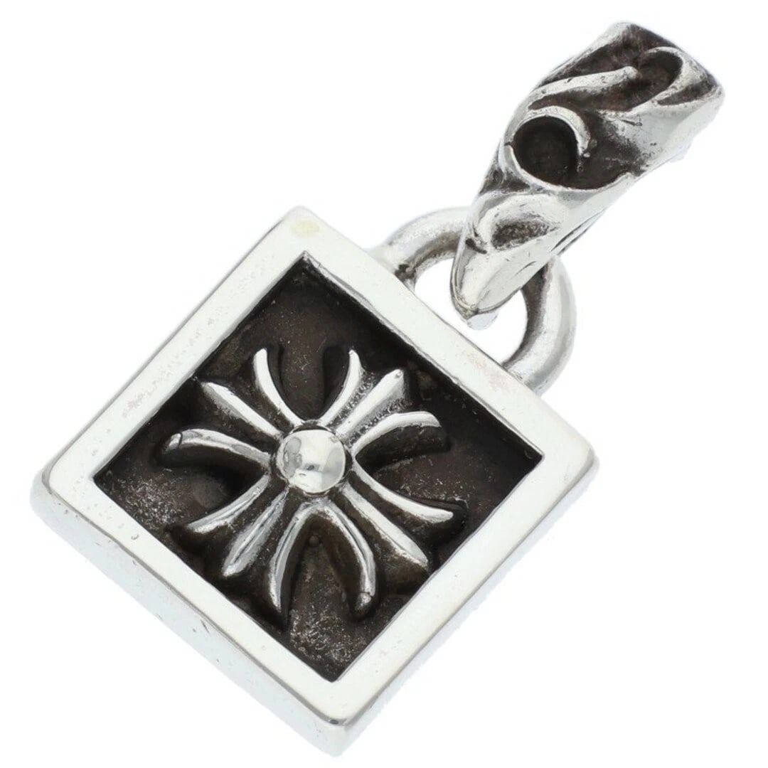 CHROME HEARTS FRAMED CH PLUS CHARM SILVER NECKLACE: Chrome Hearts FRAMED CH PLUS Charm Silver Necklace Brand: Chrome Hearts Type/Style: Necklace Material: 925 Silver Color: Silver Size: Width 1.2cm, vertical 2.4cm Accessories: None Accessories Notice: