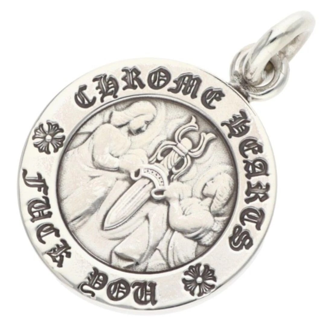 CHROME HEARTS CHRM ANGL MDL SILVER NECKLACE: Chrome Hearts CHRM ANGL MDL Silver Necklace Brand: Chrome Hearts Type/Style: Necklace Material: 925 Silver Color: Silver Size: width 2cm, vertical 2.9cm Accessories: None Accessories Notice: When