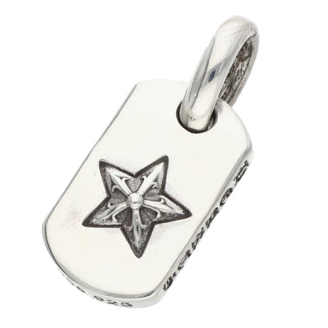 CHROME HEARTS TNY STAR DOG TAG CHARM SILVER NECKLACE: Chrome Hearts TNY Star Dog Tag Charm Silver Necklace Brand: Chrome Hearts Type/Style: Necklace Material: 925 Silver Color: Silver Size: W 0.9cm,V 2.2cm Accessories: None Accessories Notice