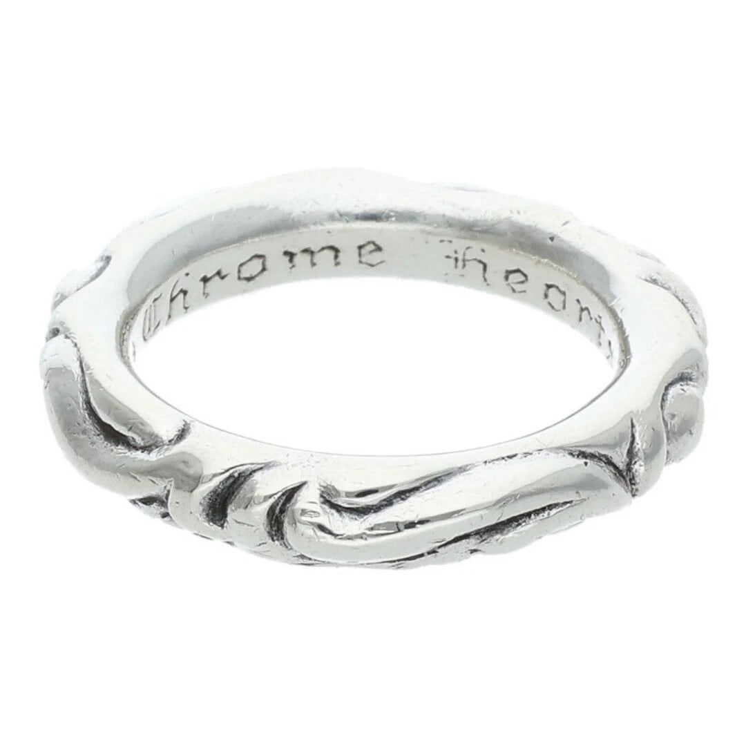 CHROME HEARTS SCRL BAND SILVER RING MENS: Chrome Hearts SCRL BAND Silver Ring Mens Brand: Chrome Hearts Type/Style: Ring Material: 925 Silver Color: Silver Size: 7.5 US Accessories: None Accessories Notice: When purchasing pre-own
