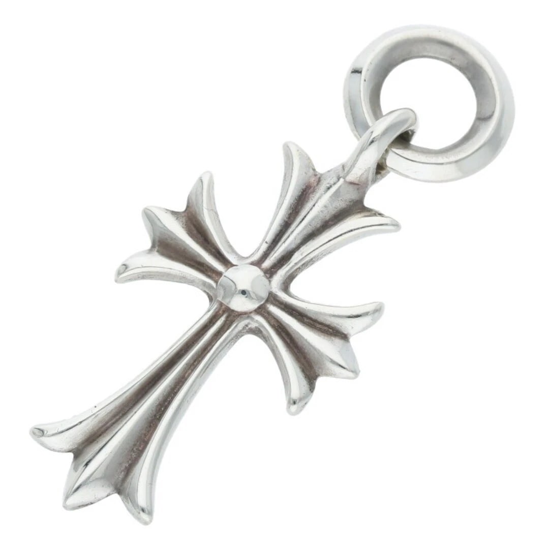CHROME HEARTS TINY CH CROSS CHARM SILVER NECKLACE: Chrome Hearts TINY CH CROSS Charm Silver Necklace Brand: Chrome Hearts Type/Style: Necklace Material: 925 Silver Color: Silver Size: Width 1.6cm, vertical 3.8cm Accessories: None Accessories Notice: