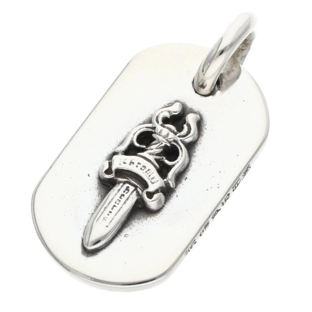 CHROME HEARTS RAISED DOGTAG CHARM SILVER NECKLACE: Chrome Hearts Raised Dogtag Charm Silver Necklace Brand: Chrome Hearts Type/Style: Necklace Material: 925 Silver Color: Silver Size: Width 1.8cm, vertical 3.6cm Accessories: None Accessories Notice: