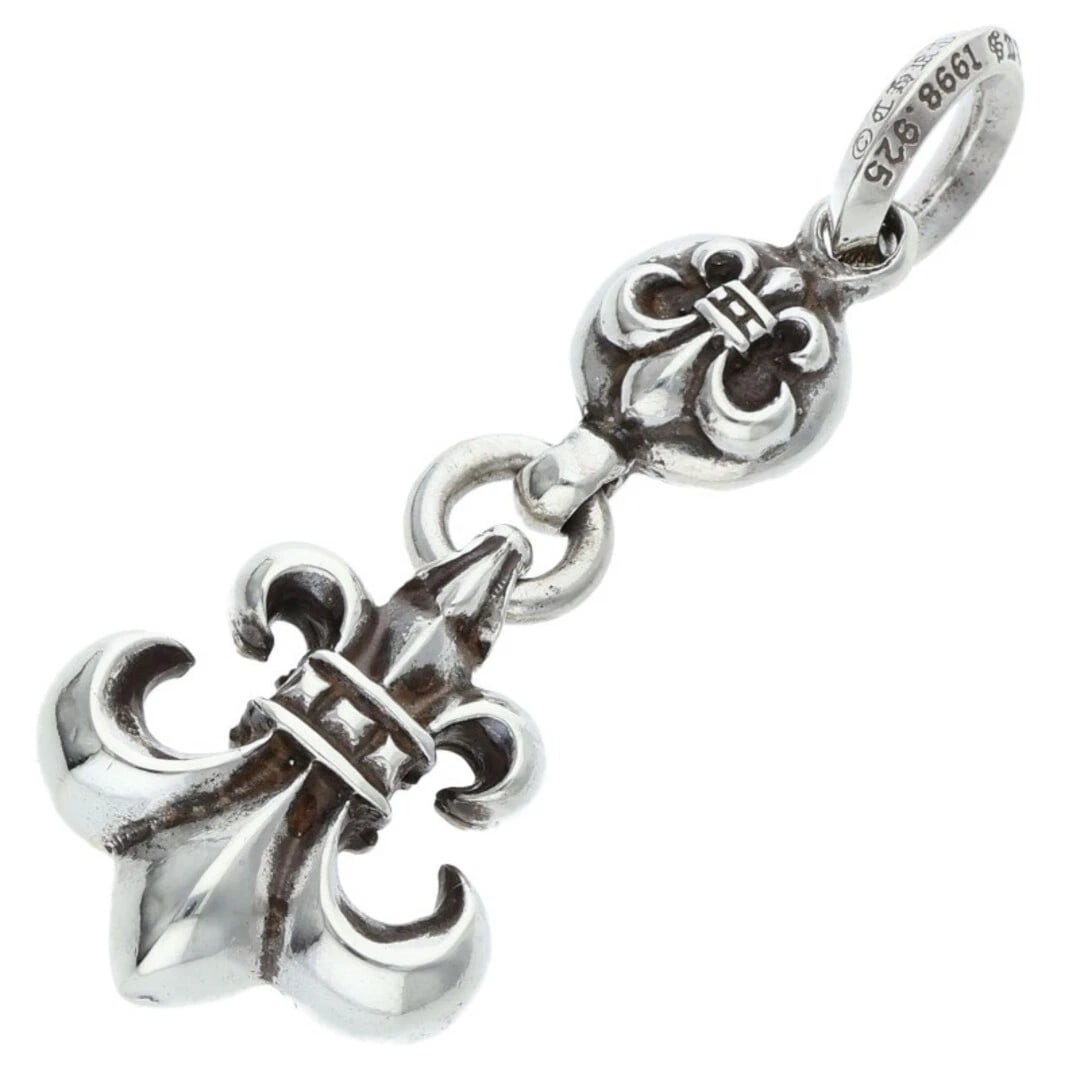 CHROME HEARTS BS FLEUR 1 BALL CHARM SILVER NECKLACE: Chrome Hearts BS Fleur 1 Ball Charm Silver Necklace Brand: Chrome Hearts Type/Style: Necklace Material: 925 Silver Color: Silver Size: Width 1.8cm, vertical 4.8cm Accessories: None Accesso