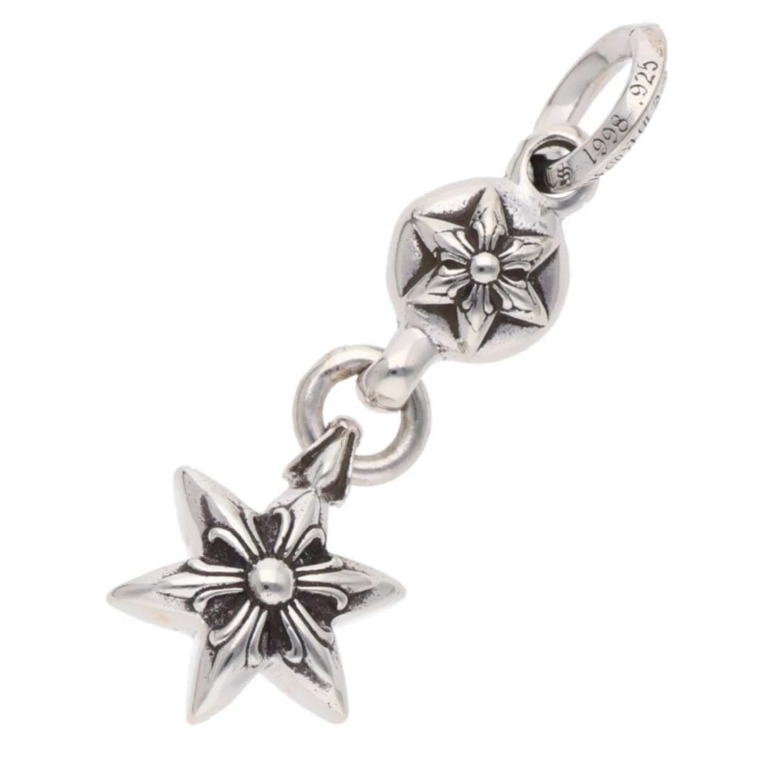 CHROME HEARTS 1BALL STAR CHARM 6 POINT SILVER NECKLACE: Chrome Hearts 1BALL STAR Charm 6 Point silver Necklace Brand: Chrome Hearts Type/Style: Necklace Material: 925 Silver Color: Silver Size: Width 1.4cm, vertical 4.4cm Accessories: None Acce