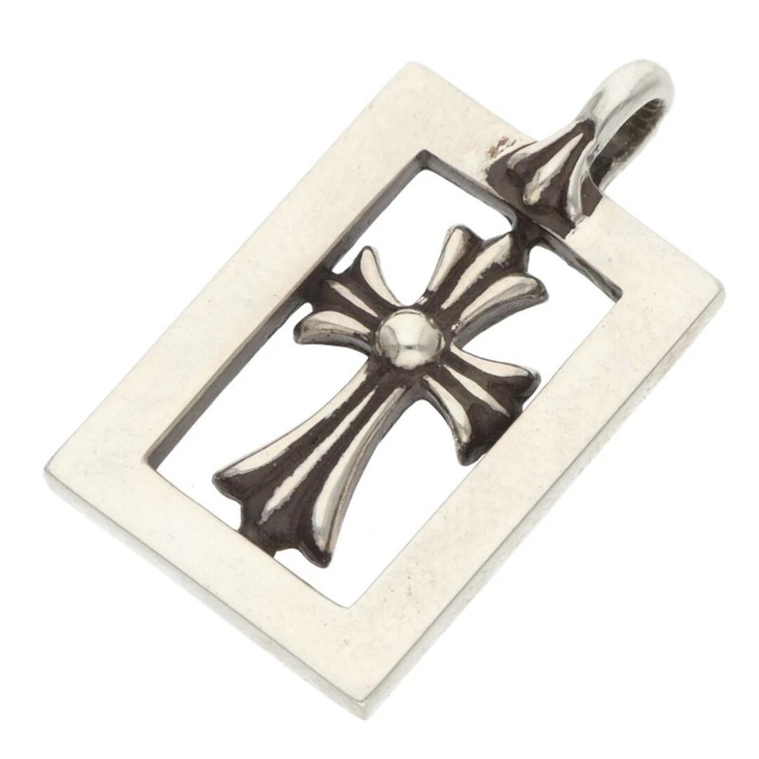 CHROME HEARTS FRMD OPN BBYFAT FLAMED SILVER NECKLACE: Chrome Hearts FRMD OPN BBYFAT Flamed Silver Necklace Brand: Chrome Hearts Type/Style: Necklace Material: 925 Silver Color: Silver Size: Width 1.6cm, 2.7cm vertical Accessories: None Access