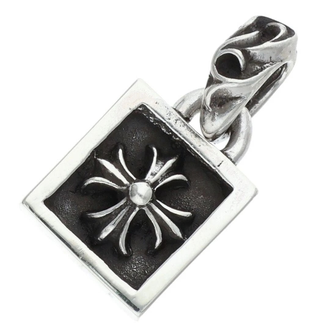 CHROME HEARTS FRAMED CH PLUS OLD CHARM SILVER NECKLACE: Chrome Hearts Framed Ch Plus Old Charm silver Necklace Brand: Chrome Hearts Type/Style: Necklace Material: 925 Silver Color: Silver Size: Width 1.2cm, vertical 2.4cm Accessories: None Acce