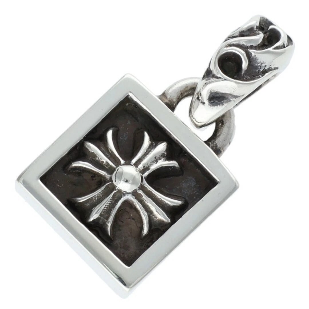 CHROME HEARTS FRAMED CH PLUS CHARM SILVER NECKLACE: Chrome Hearts FRAMED CH PLUS Charm Silver Necklace Brand: Chrome Hearts Type/Style: Necklace Material: 925 Silver Color: Silver Size: Width 1.2cm, vertical 2.4cm Accessories: None Accessor