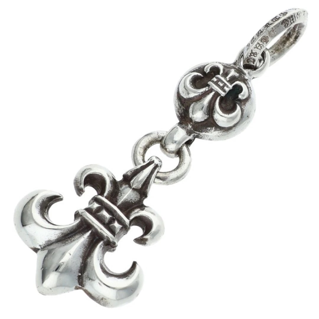 CHROME HEARTS 1BALL BS FLEUR CHARM SILVER NECKLACE: Chrome Hearts 1ball BS Fleur Charm Silver Necklace Brand: Chrome Hearts Type/Style: Necklace Material: 925 Silver Color: Silver Size: Width 1.8cm, vertical 4.8cm Accessories: None Accessor