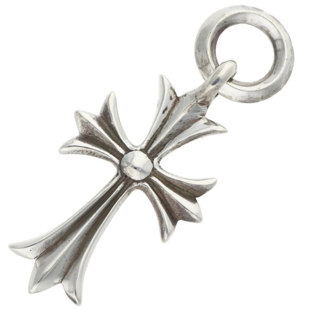 CHROME HEARTS TINY CH CROSS CHARM SILVER NECKLACE: Chrome Hearts TINY CH CROSS Charm Silver Necklace Brand: Chrome Hearts Type/Style: Necklace Material: 925 Silver Color: Silver Size: Width 1.7cm, vertical 3.8cm Accessories: None Accessori