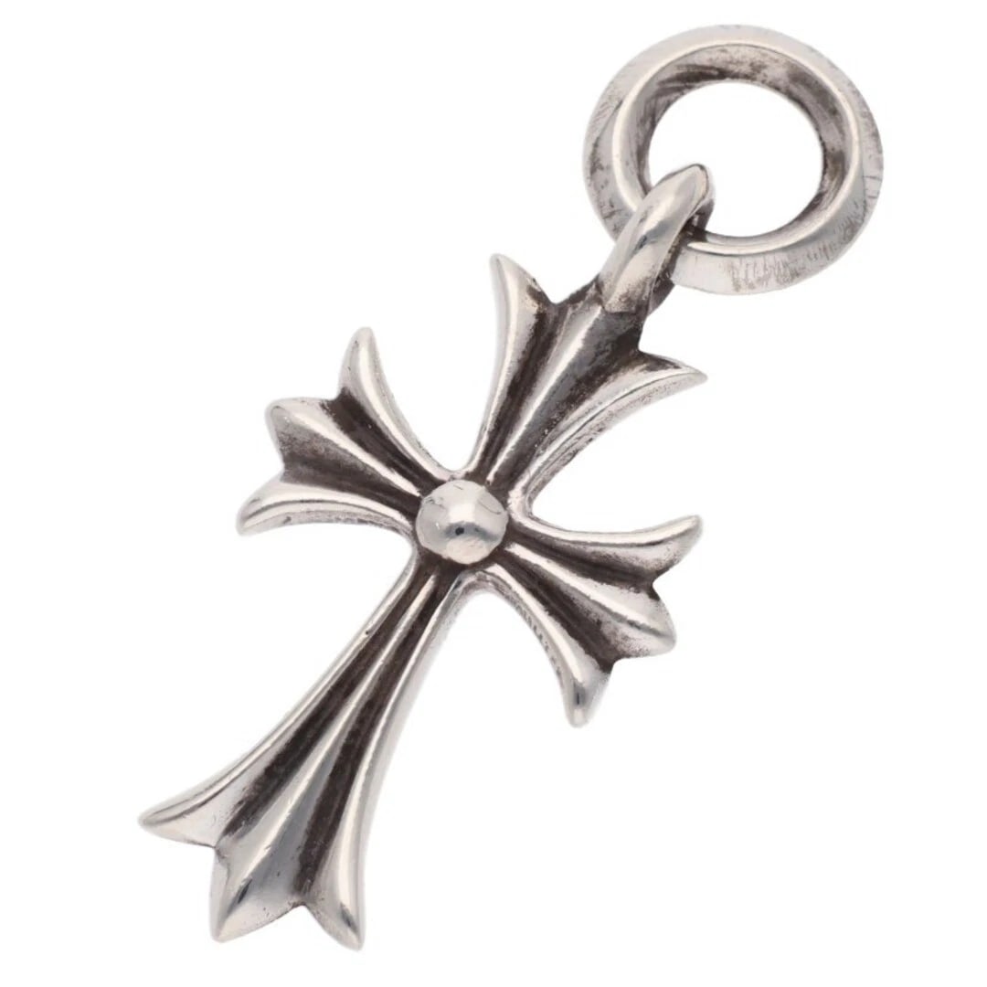 CHROME HEARTS TINY CH CROSS CHARM SILVER NECKLACE: Chrome Hearts TINY CH CROSS Charm Silver Necklace Brand: Chrome Hearts Type/Style: Necklace Material: 925 Silver Color: Silver Size: Width 1.7cm, vertical 3.8cm Accessories: None Accessori