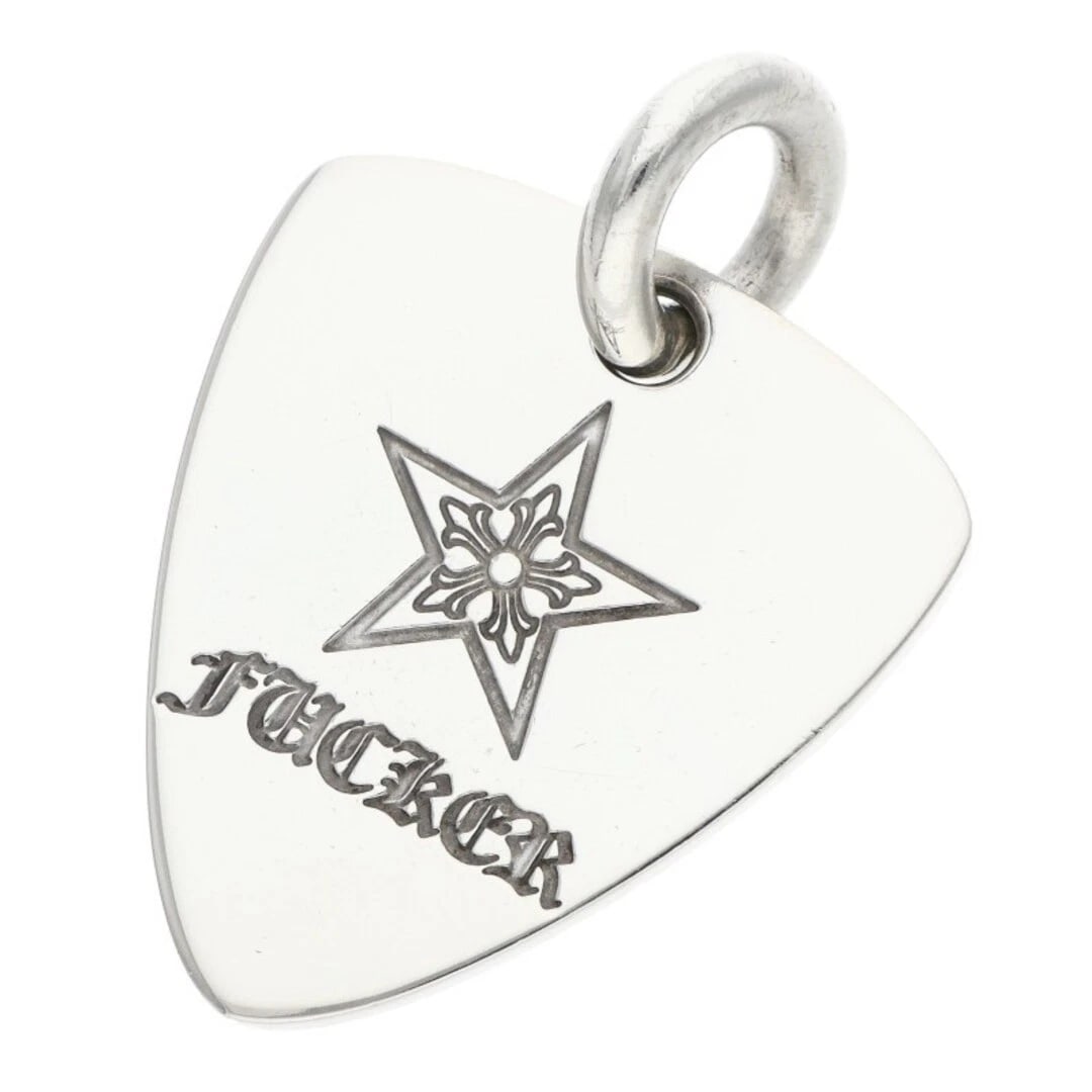 CHROME HEARTS GUITAR PICK PENDANT SILVER NECKLACE: Chrome Hearts GUITAR PICK Pendant Silver Necklace Brand: Chrome Hearts Type/Style: Necklace Material: 925 Silver Color: Silver Size: Width 2.6cm, vertical 3.6cm Accessories: None Accessori