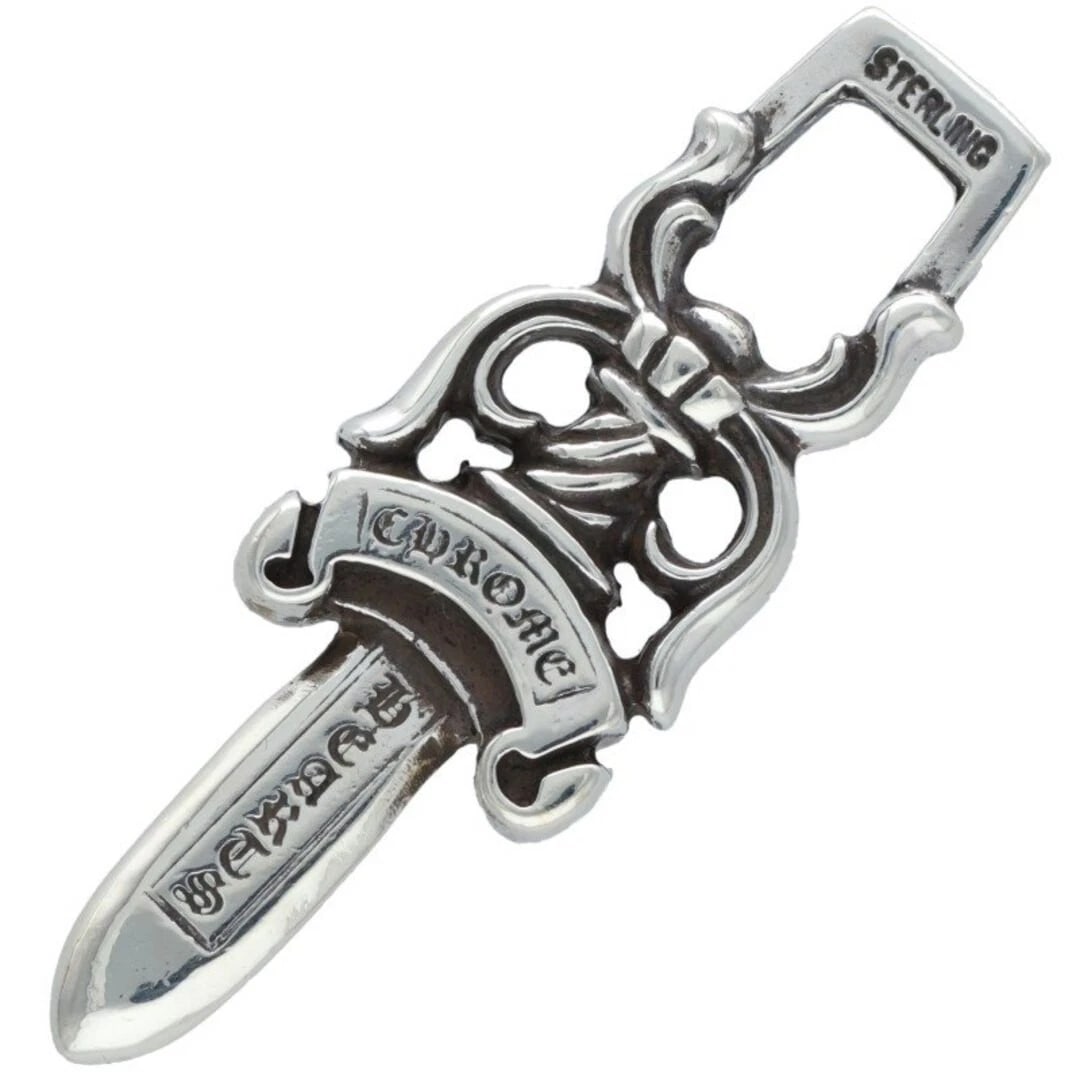 CHROME HEARTS DAGGER PENDANT SILVER NECKLACE: Chrome Hearts DAGGER Pendant Silver Necklace Brand: Chrome Hearts Type/Style: Necklace Material: Color: Silver Size: Width 1.5cm, vertical 4.5cm Accessories: None Accessories Notice: When