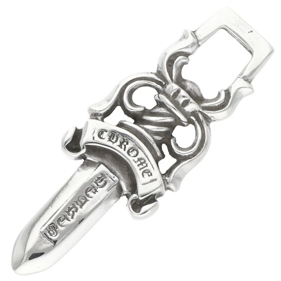 CHROME HEARTS DAGGER PENDANT SILVER NECKLACE: Chrome Hearts DAGGER Pendant Silver Necklace Brand: Chrome Hearts Type/Style: Necklace Material: Color: Silver Size: Width 1.5cm, vertical 4.5cm Accessories: None Accessories Notice: When