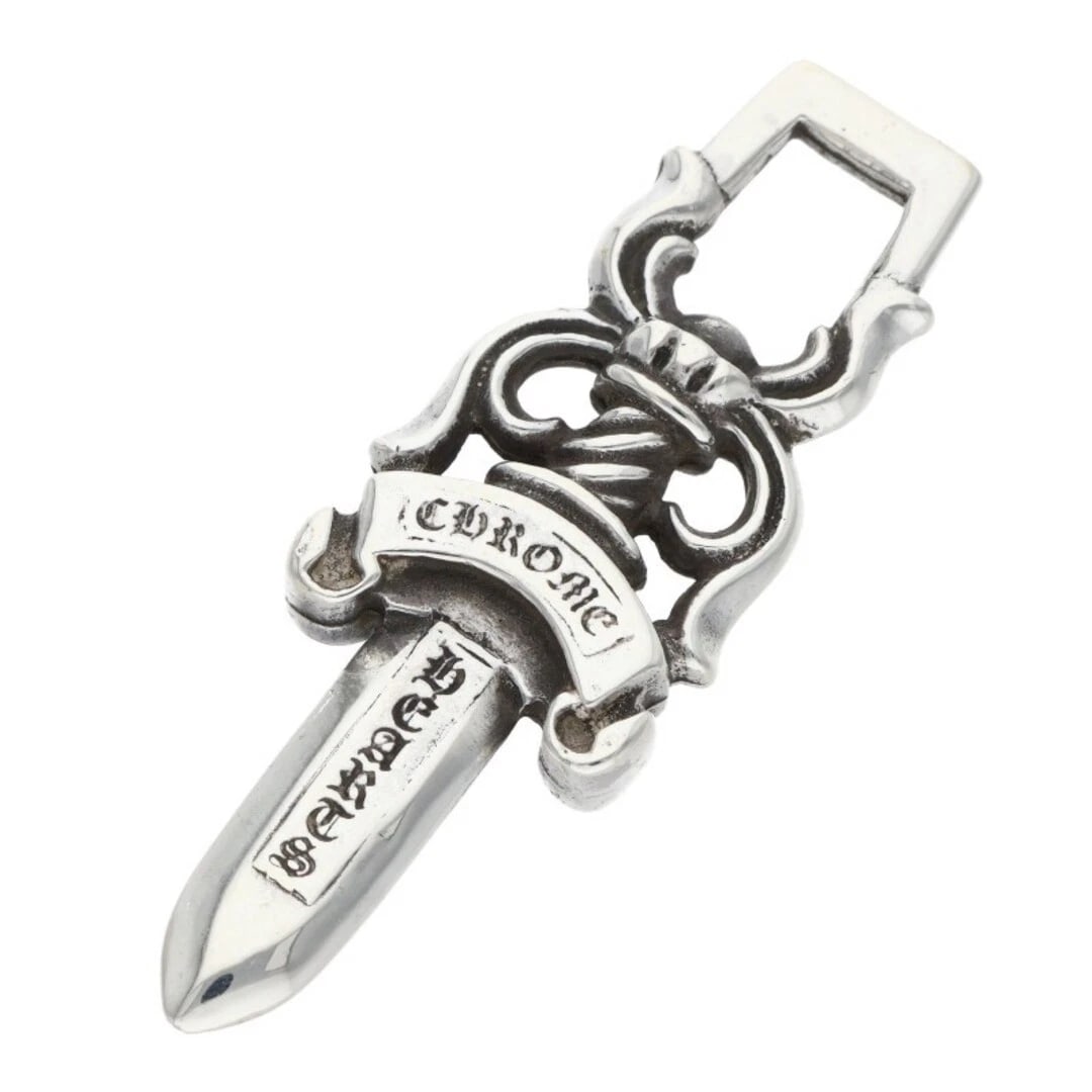 CHROME HEARTS DAGGER PENDANT OLD SILVER NECKLACE: Chrome Hearts Dagger Pendant Old Silver Necklace Brand: Chrome Hearts Type/Style: Necklace Material: Color: Silver Size: Width 1.5cm, vertical 4.5cm Accessories: None Accessories Notice: W