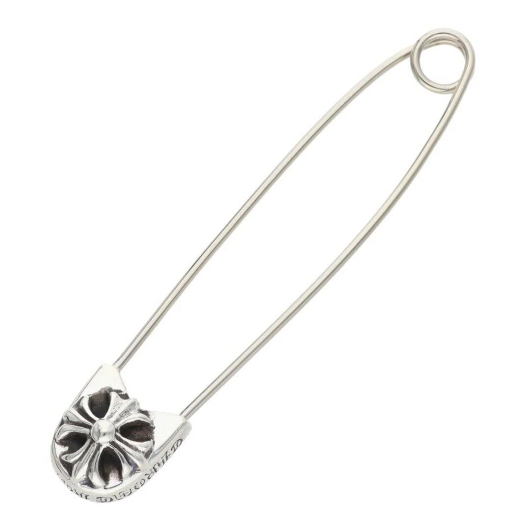 CHROME HEARTS SAFETY PIN LG LARGE SILVER NECKLACE: Chrome Hearts Safety Pin LG large Silver Necklace Brand: Chrome Hearts Type/Style: Necklace Material: 925 Silver Color: Silver Size: Width 1.2cm, vertical 5.6cm Accessories: None Accessori