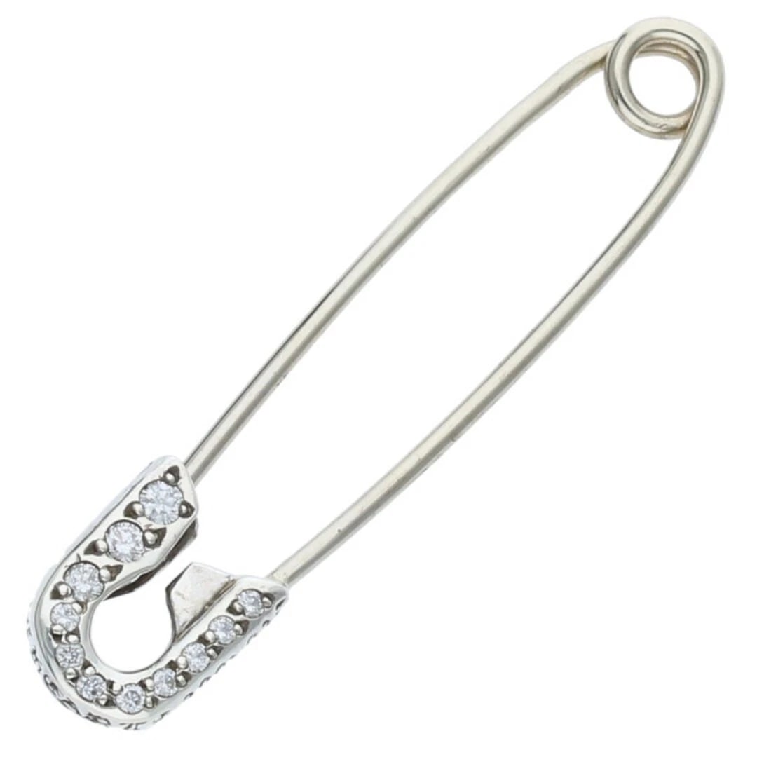CHROME HEARTS SAFETY PIN S P DMND SMALL PAVE NECKLACE: Chrome Hearts Safety Pin S P DMND Small PAVE Necklace Brand: Chrome Hearts Type/Style: Necklace Material: 925 Silver Color: Silver, Clear Size: Width 0.7cm, vertical 3.3cm Accessories: None