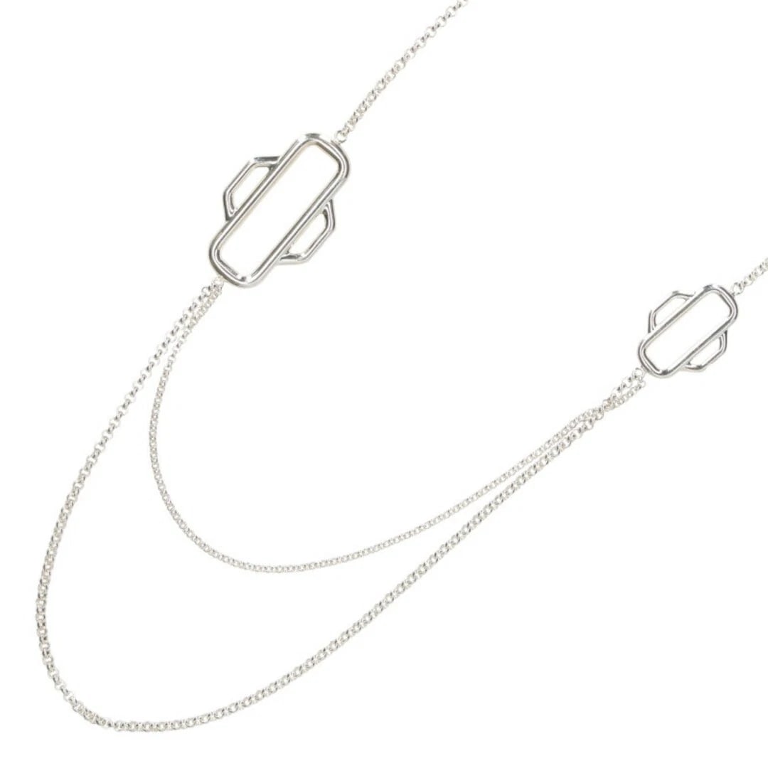 HERMES ATLAGE 100 SILVER NECKLACE MEN'S: Hermes Atlage 100 Silver Necklace Men's Brand: HERMES Type/Style: Necklace Material: 925 Silver Color: Silver Size: motif width up to 3.7cm, total chain length about 84cm Accessories: None