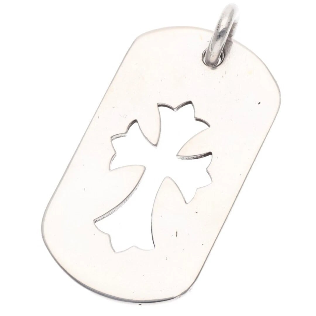 CHROME HEARTS D TAG LRG CO CRS DOG NECKLACE: CHROME HEARTS D TAG LRG CO CRS DOG NECKLACE Brand: Chrome Hearts Type/Style: Necklace Material: 925 Silver Color: Silver Size: Width 2.9cm, vertical 5.6cm Accessories: None Accessories Not
