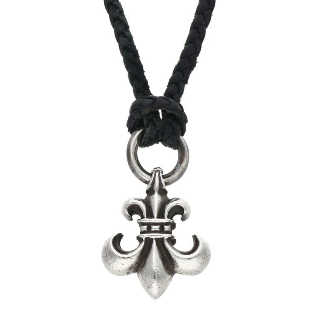 CHROME HEARTS BS FLUER LB F PENDANT W LEATHER NECKLACE: Chrome Hearts BS Fluer LB F Pendant W Leather Necklace Brand: Chrome Hearts Type/Style: Necklace Material: 925 Silver Color: Silver Size: Top width 2.7cm x vertical 4.5cm, string width 0.5cm, tota