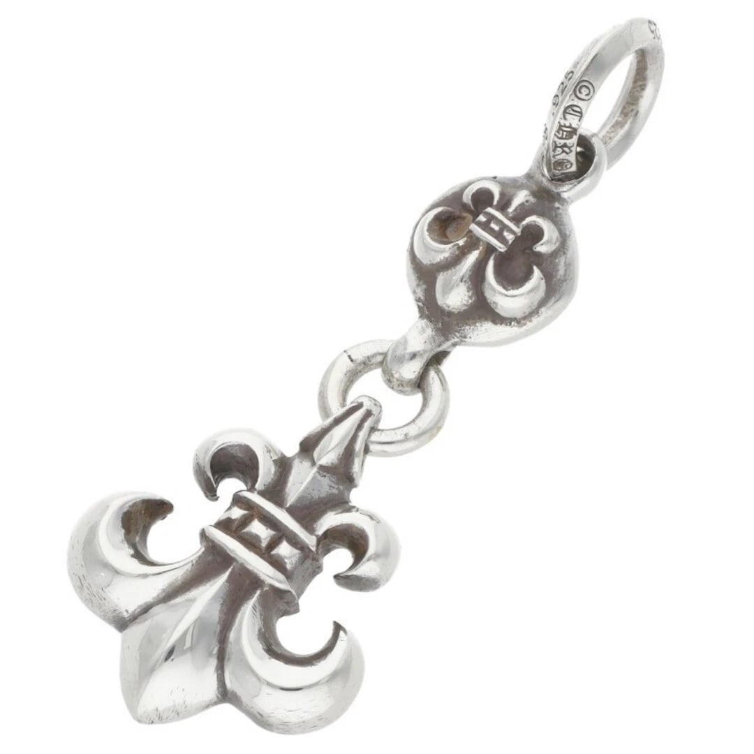 CHROME HEARTS 1BALL BS FLEUR CHARM SILVER NECKLACE: Chrome Hearts 1ball BS Fleur Charm Silver Necklace Brand: Chrome Hearts Type/Style: Necklace Material: 925 Silver Color: Silver Size: Width 1.8cm, vertical 4.8cm Accessories: None Accessor