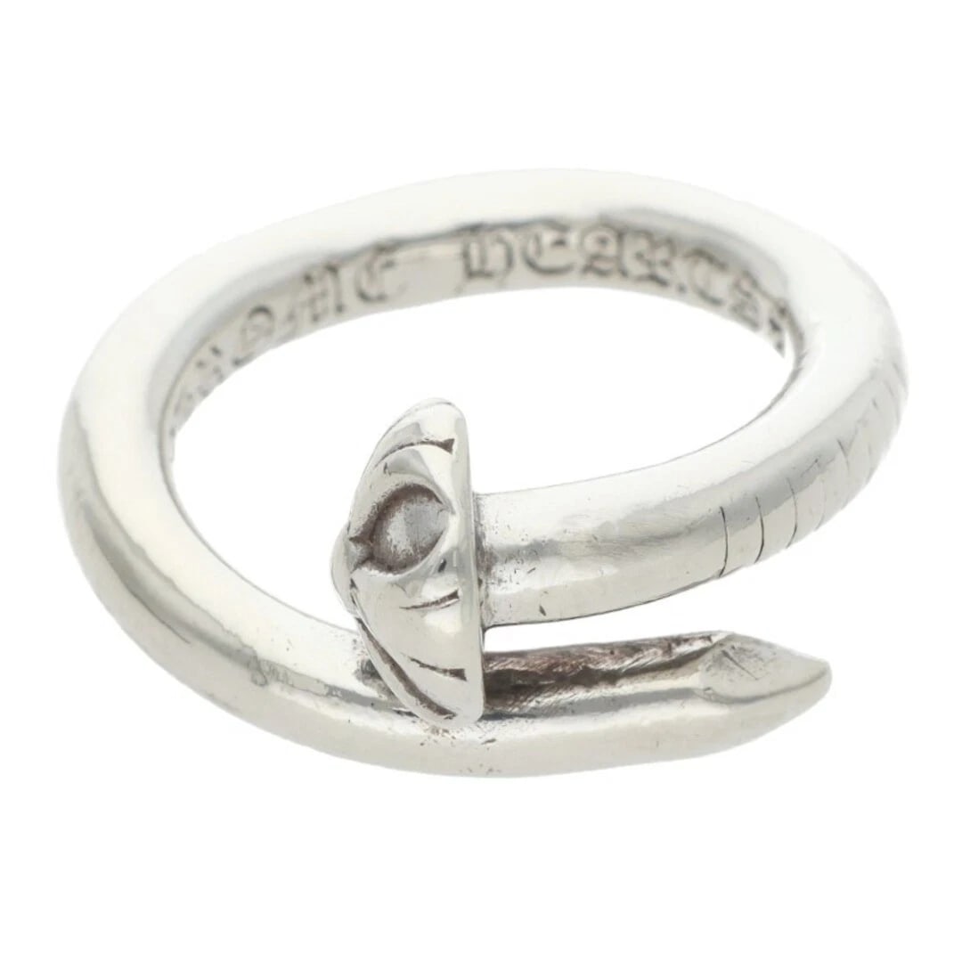 CHROME HEARTS NAIL CRSBALL SILVER RING MENS: Chrome Hearts NAIL CRSBALL Silver Ring Mens Brand: Outlet Type/Style: Ring Material: 925 Silver Color: Silver Size: 5.25 US Accessories: None Accessories Notice: When purchasing pre-owned