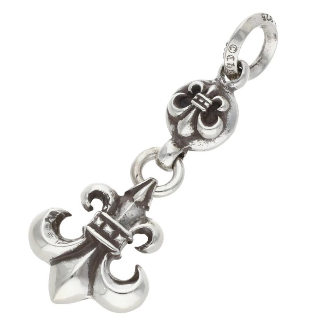 CHROME HEARTS 1BALL BS FLEUR CHARM SILVER NECKLACE: Chrome Hearts 1ball BS Fleur Charm Silver Necklace Brand: Chrome Hearts Type/Style: Necklace Material: 925 Silver Color: Silver Size: Width 1.8cm, vertical 4.8cm Accessories: None Accessories Notice: