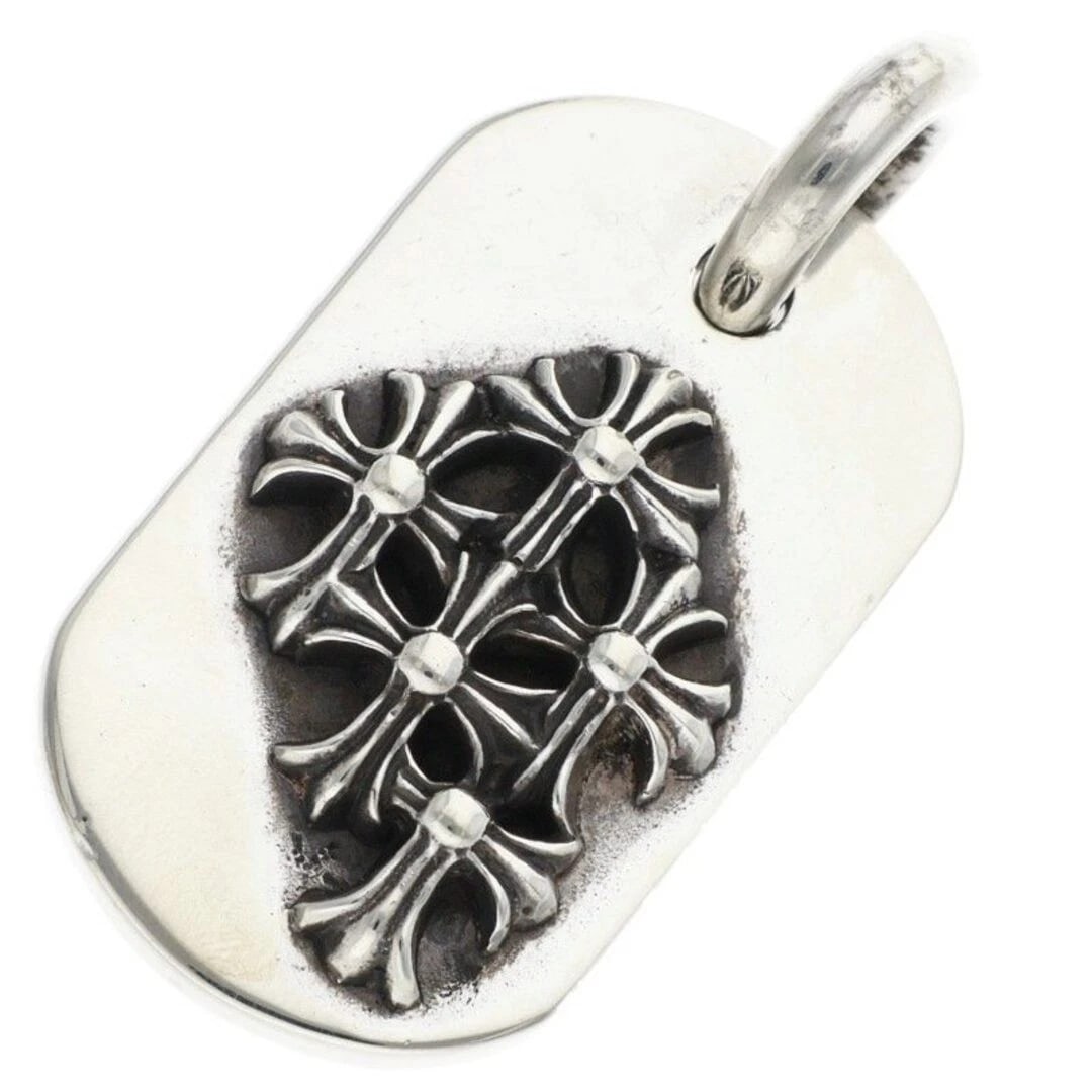 CHROME HEARTS RAISED DOGTAG CHARM SILVER NECKLACE: Chrome Hearts Raised Dogtag Charm Silver Necklace Brand: Chrome Hearts Type/Style: Necklace Material: 925 Silver Color: Silver Size: Width 1.8cm, vertical 3.7cm Accessories: None Accessories Notice: