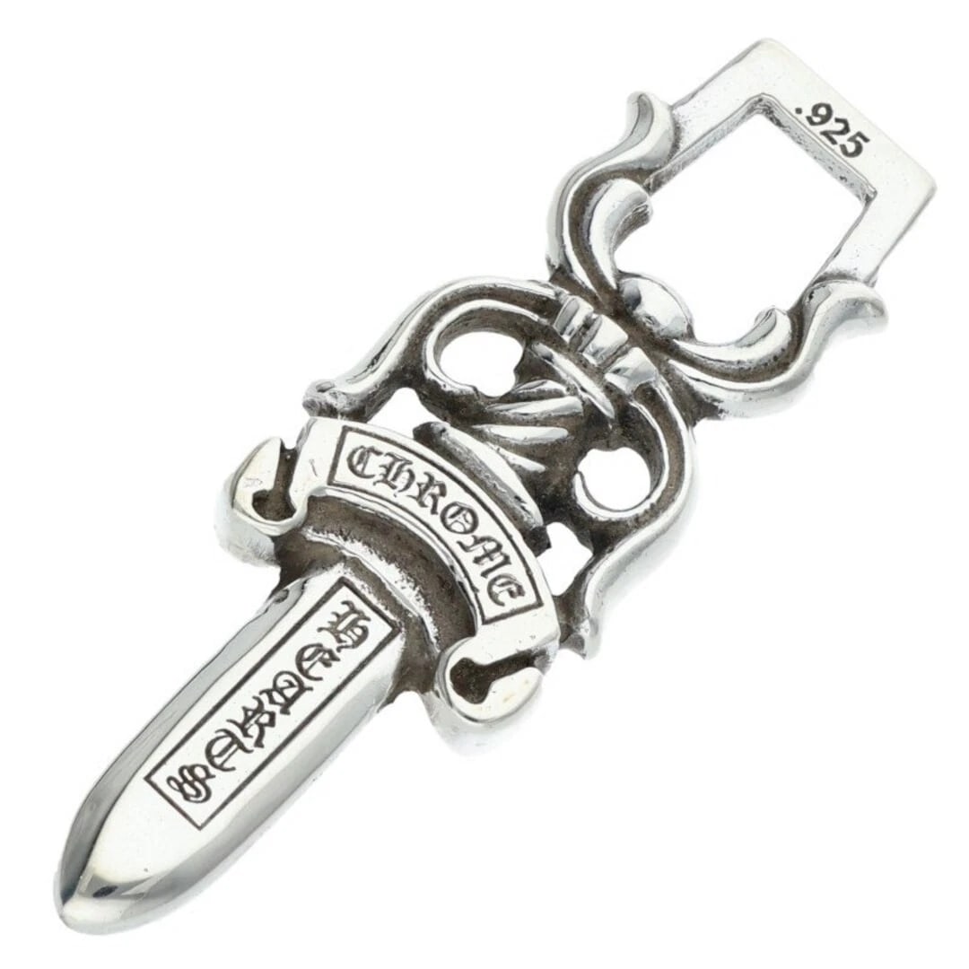 CHROME HEARTS DAGGER PENDANT SILVER NECKLACE: chrome hearts DAGGER pendant silver necklace Brand: Chrome Hearts Type/Style: Necklace Material: 925 Silver Color: Silver Size: Width 1.5cm, vertical 4.5cm Accessories: None Accessories Notice: When