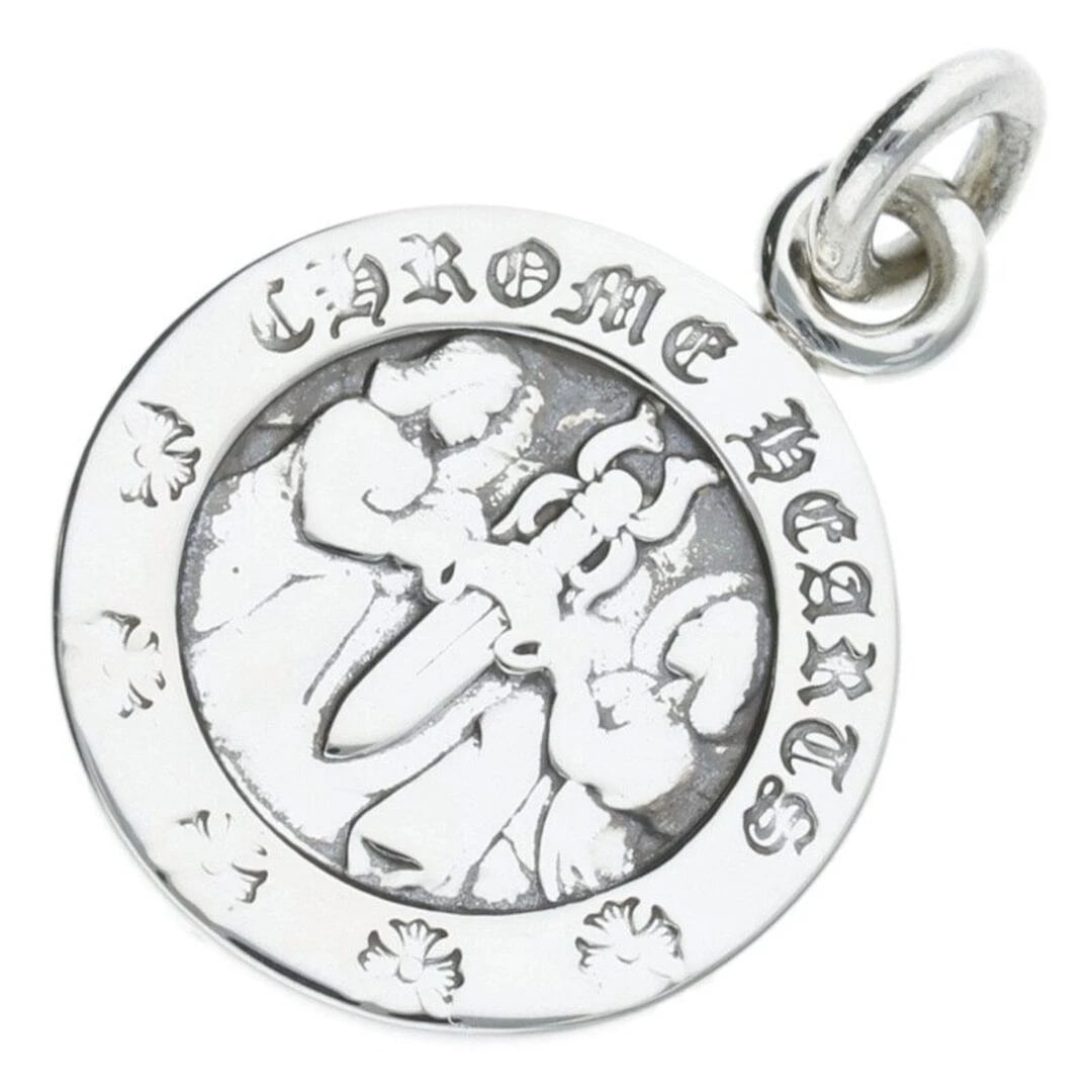 CHROME HEARTS CHRM ANGL MDL V2 SILVER NECKLACE: Chrome Hearts CHRM ANGL MDL V2 Silver Necklace Brand: Chrome Hearts Type/Style: Necklace Material: 925 Silver Color: Silver Size: Width 2cm, vertical 2.9cm Accessories: None Accessories No