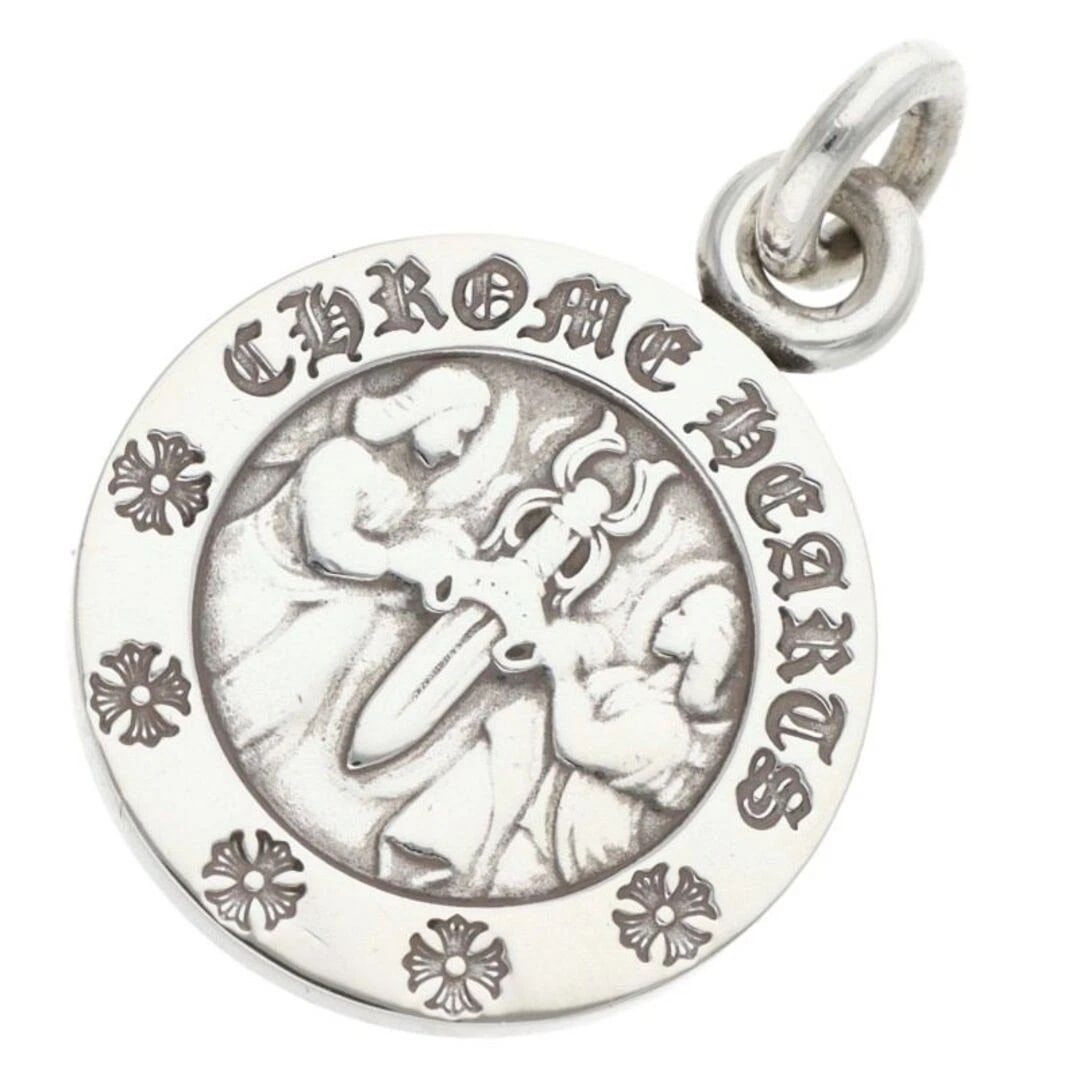 CHROME HEARTS CHRM ANGL MDL V2 SILVER NECKLACE: Chrome Hearts CHRM ANGL MDL V2 Silver Necklace Brand: Chrome Hearts Type/Style: Necklace Material: 925 Silver Color: Silver Size: w 2cm, vertical 3cm Accessories: None Accessories Notice: When