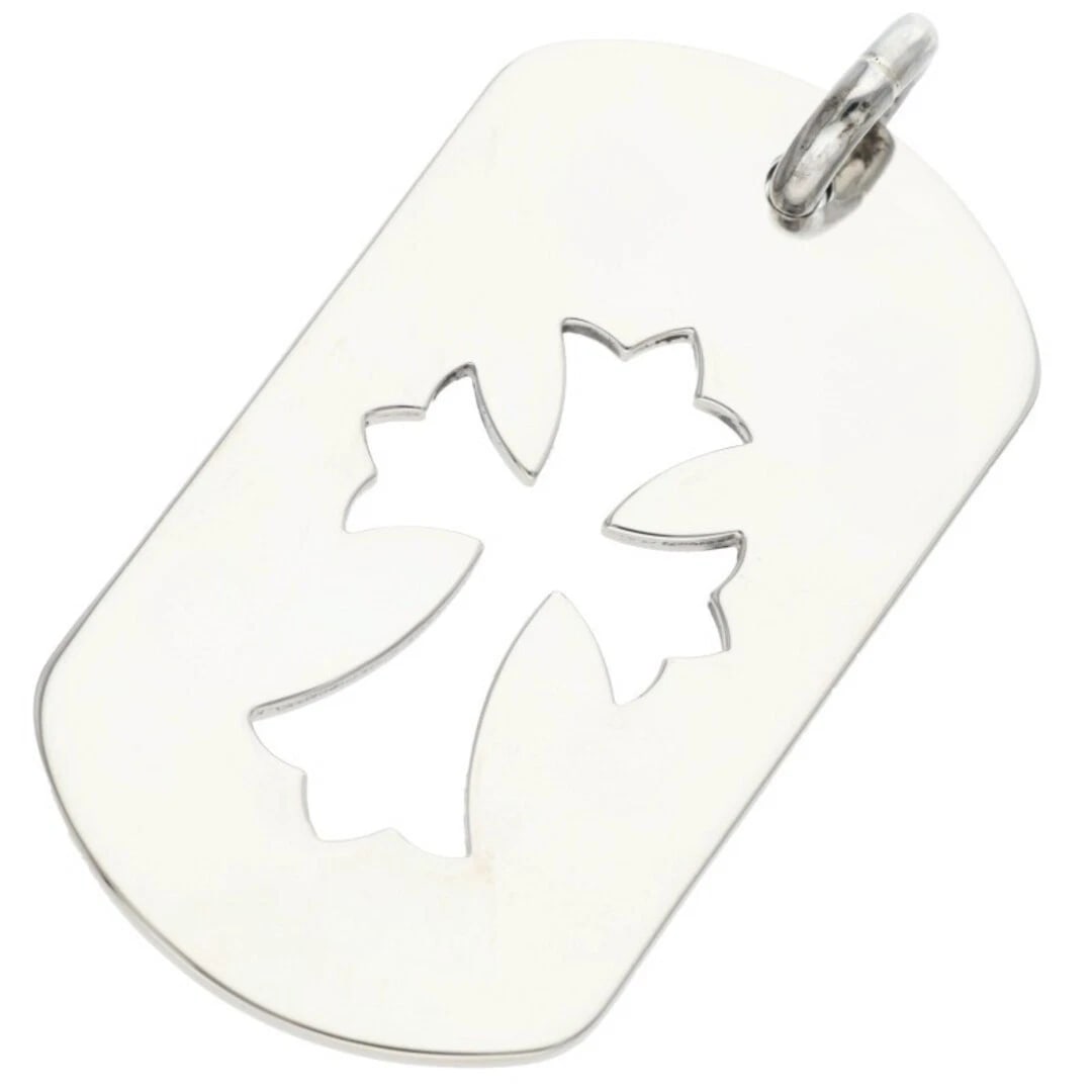 CHROME HEARTS D TAG LRG CO CRS CUTOUT DOG NECKLACE: CHROME HEARTS D TAG LRG CO CRS CUTOUT DOG NECKLACE Brand: Chrome Hearts Type/Style: Necklace Material: 925 Silver Color: Silver Size: Width 2.9cm, vertical 5.6cm Accessories: None Accessor
