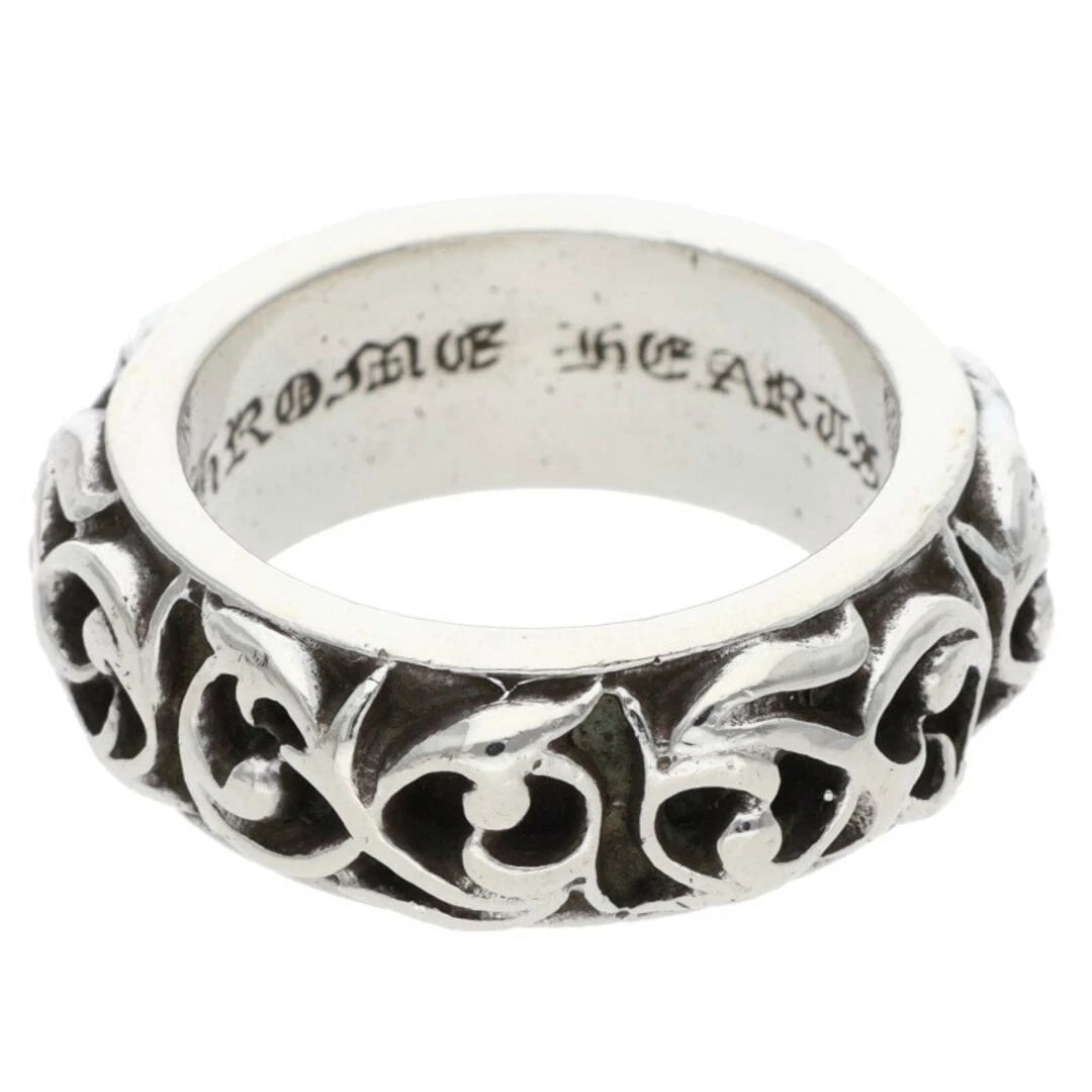 CHROME HEARTS ETRNITY VINE BAND SILVER RING MEN'S: Chrome Hearts Etrnity Vine Band Silver Ring Men's Brand: Chrome Hearts Type/Style: Ring Material: 925 Silver Color: Silver Size: 6 - 6.25 US Accessories: None Accessories Notice: When purchasing